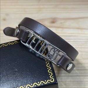 Brown Leather Bracelet with Silver Accent